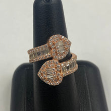 Load image into Gallery viewer, 10K Gold CZ Double Heart Crossover Ring