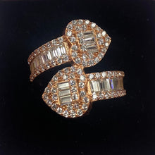 Load image into Gallery viewer, 10K Rose Gold CZ Double Heart Crossover Ring