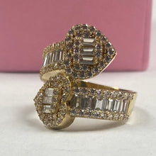 Load image into Gallery viewer, 10K White Gold CZ Double Heart Crossover Ring