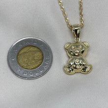 Load image into Gallery viewer, 10K Gold Oversized Puffed Teddy Bear Charm Necklace