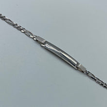 Load image into Gallery viewer, Baby 10K White Gold Figaro Link ID Bracelet