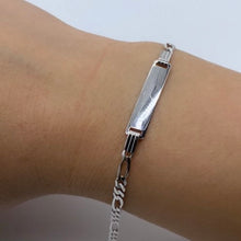 Load image into Gallery viewer, Baby 10K White Gold Figaro Link ID Bracelet