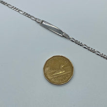 Load image into Gallery viewer, Baby 10K White Gold Figaro Link ID Bracelet