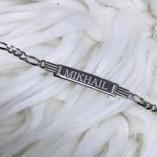 Load image into Gallery viewer, Baby 10K White Gold Figaro Link ID Bracelet