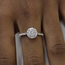 Load image into Gallery viewer, 14K White Gold Diamond Cluster Halo Engagement Ring