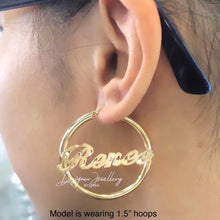 Load image into Gallery viewer, 10K Gold Personalized Hoop Name Earrings