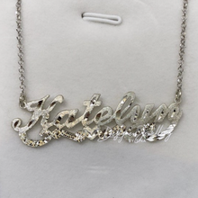 Load image into Gallery viewer, Diamond Cut Cursive Font Personalized Name Necklace with Rolo Chain