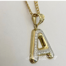 Load image into Gallery viewer, 10K Two Tone Gold Puffed Initial Chain Set