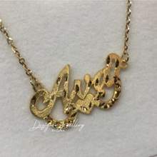 Load image into Gallery viewer, Diamond Cut Cursive Font Personalized Name Necklace with Rolo Chain
