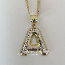 Load image into Gallery viewer, 10K Two Tone Gold Puffed Initial Chain Set