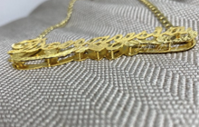 Load image into Gallery viewer, XXL Oversized Double Stacked Diamond Cut Cursive Font Personalized Name Necklace withOpen Curb Chain