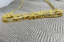 Load image into Gallery viewer, XXL Oversized Double Stacked Diamond Cut Cursive Font Personalized Name Necklace withOpen Curb Chain