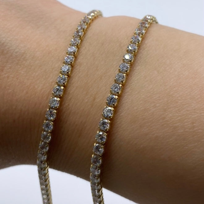 NEW 10K Gold CZ Tennis Bracelet/Anklet/Chain Designer Co by Tina