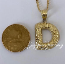 Load image into Gallery viewer, 10K Gold Puffed Nugget Initial Chain Set