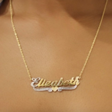 Load image into Gallery viewer, Two Tone Diamond Cut and Hand Engraved Cursive Font Personalized Name Necklace