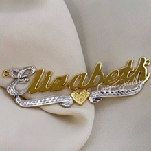 Load image into Gallery viewer, Two Tone Diamond Cut and Hand Engraved Cursive Font Personalized Name Necklace