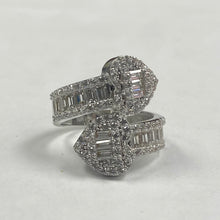 Load image into Gallery viewer, 10K Gold CZ Double Heart Crossover Ring
