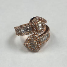 Load image into Gallery viewer, 10K Rose Gold CZ Double Heart Crossover Ring
