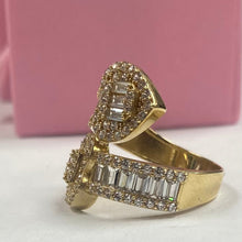 Load image into Gallery viewer, 10K White Gold CZ Double Heart Crossover Ring
