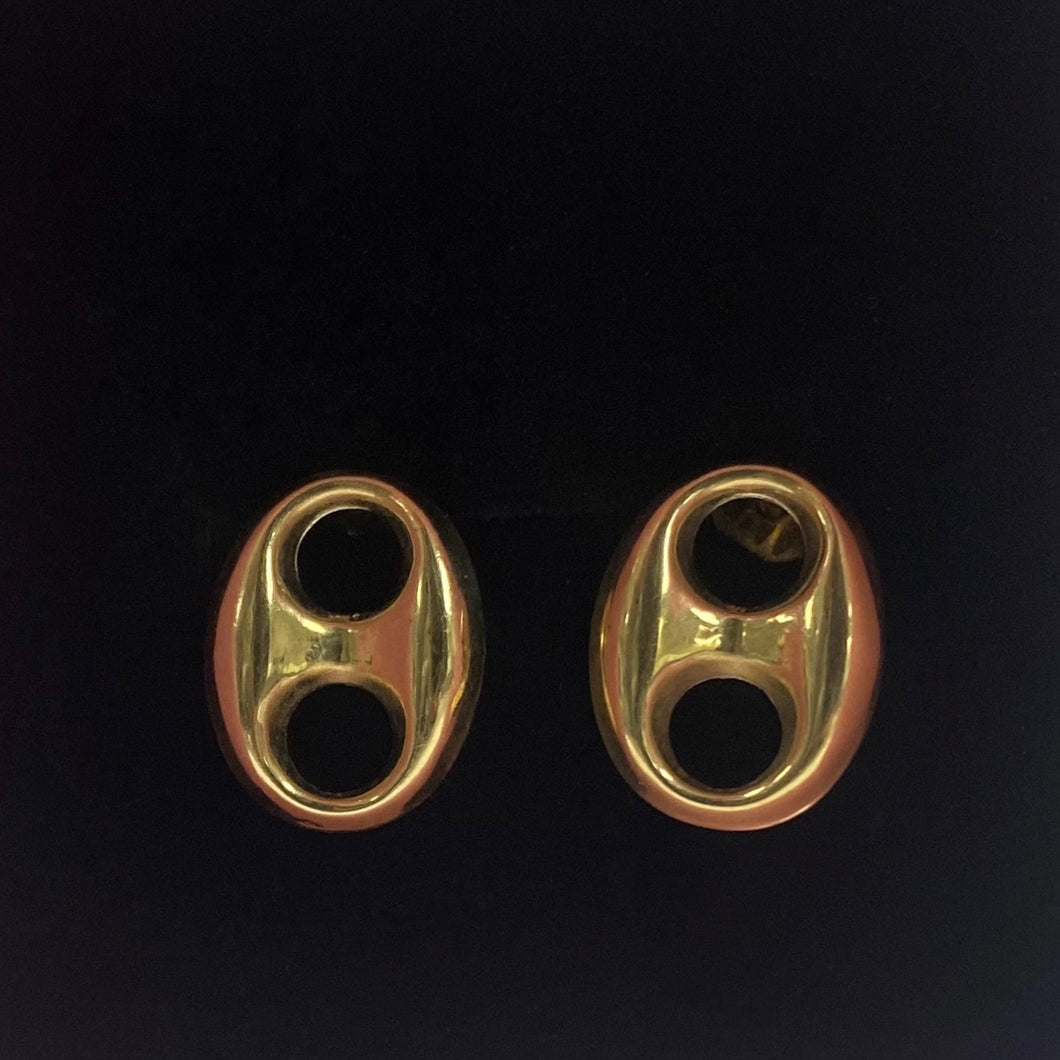 Medium 10K Gold Puffed Link Earrings