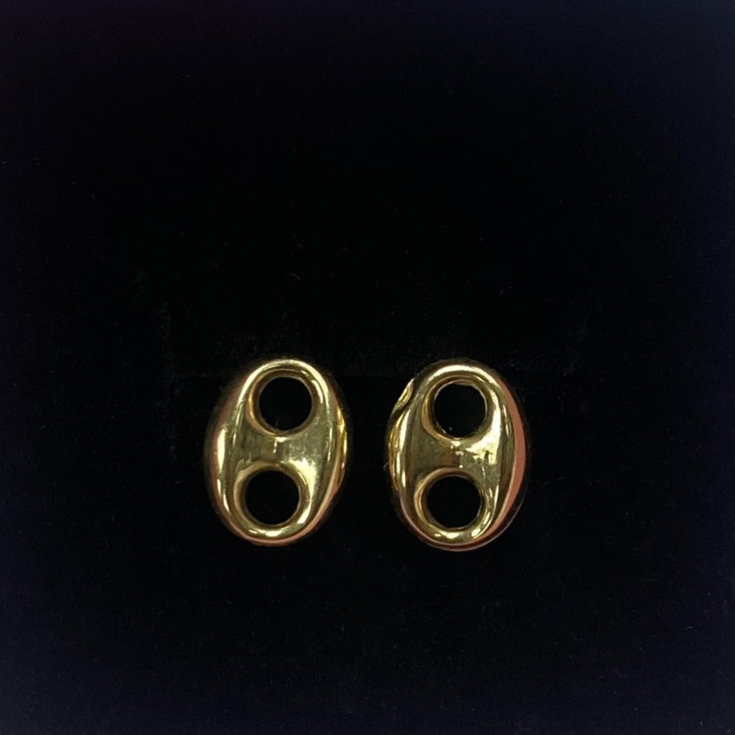 Small 10K Gold Puffed Link Earrings