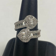 Load image into Gallery viewer, 10K White Gold CZ Double Heart Crossover Ring
