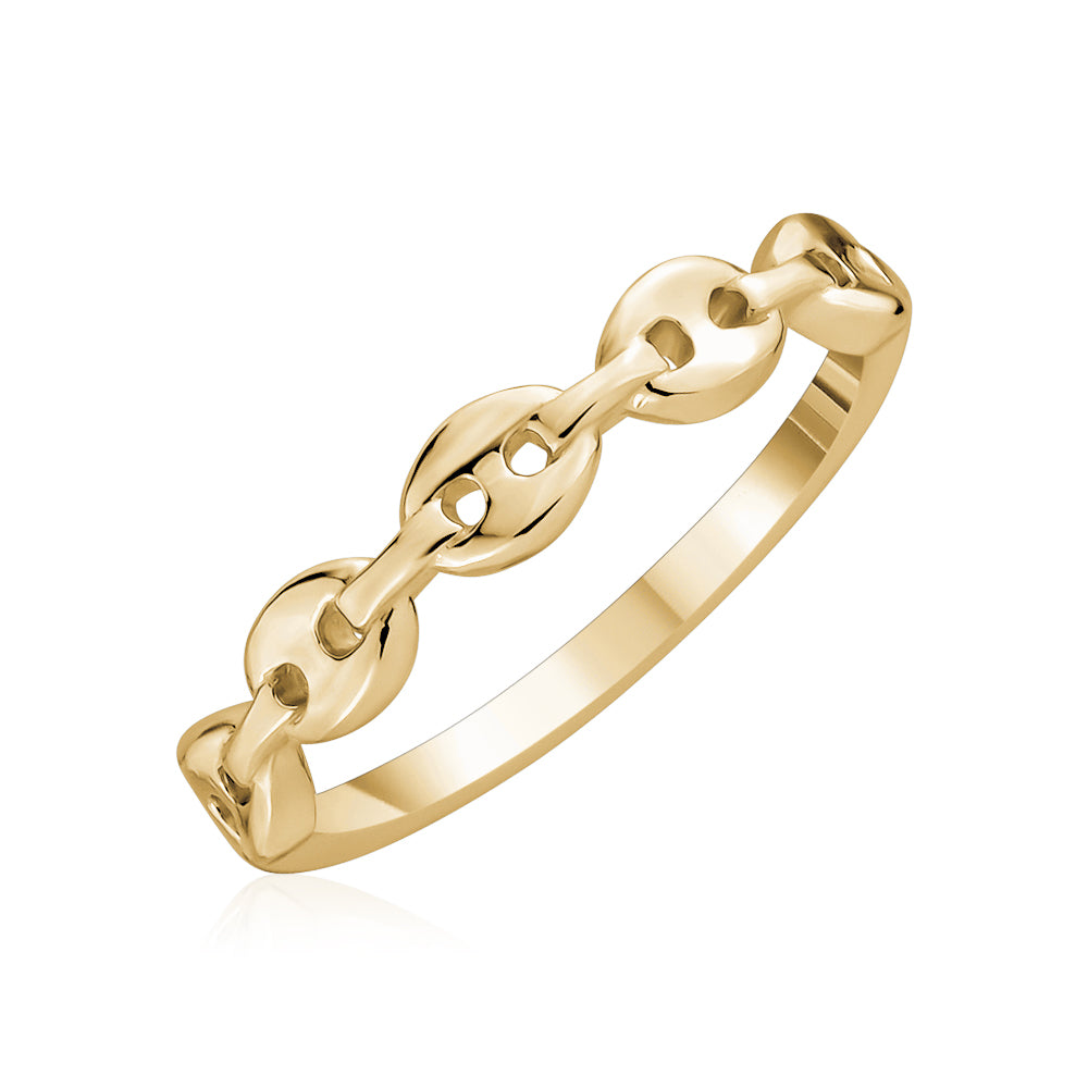 Stackable 10K Gold Chain Link Ring