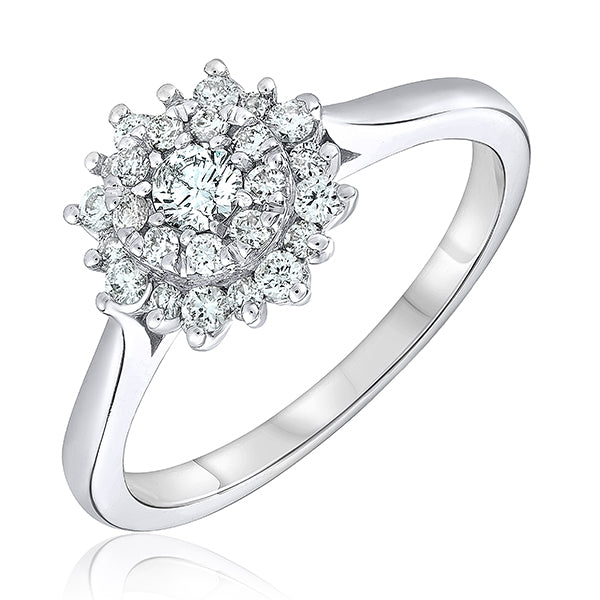 Ladies 14K Gold Diamond Cluster Ring