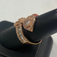 Load image into Gallery viewer, 10K White Gold CZ Double Heart Crossover Ring
