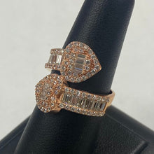 Load image into Gallery viewer, 10K White Gold CZ Double Heart Crossover Ring
