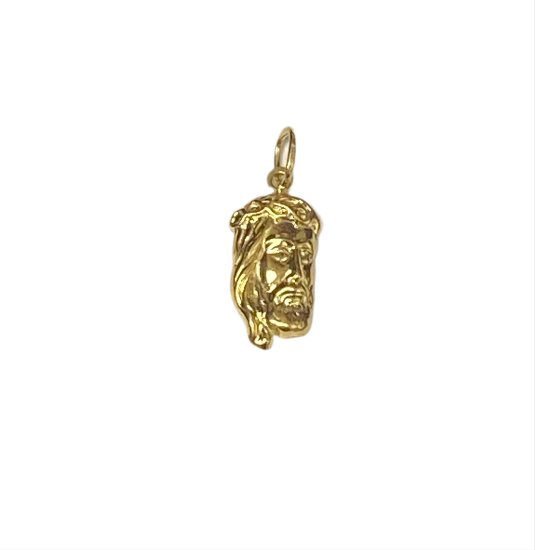 10K Gold Micro Jesus Face Pendant