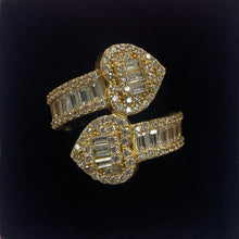 Load image into Gallery viewer, 10K Rose Gold CZ Double Heart Crossover Ring
