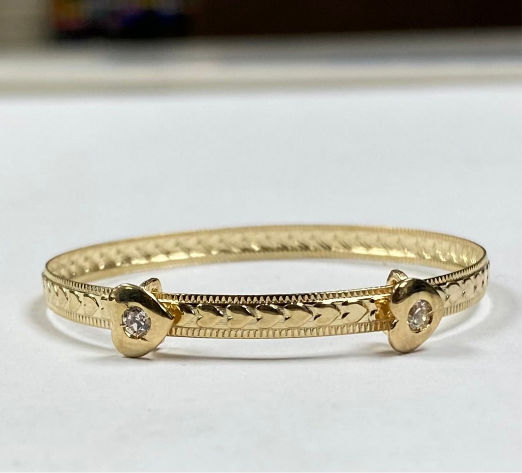 Baby/Toddler 10K Gold Adjustable Heart Bangle