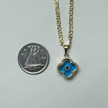 Load image into Gallery viewer, 10K Gold Clover Evil Eye Pendant
