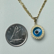 Load image into Gallery viewer, 10K Gold Greek Key Evil Eye Pendant
