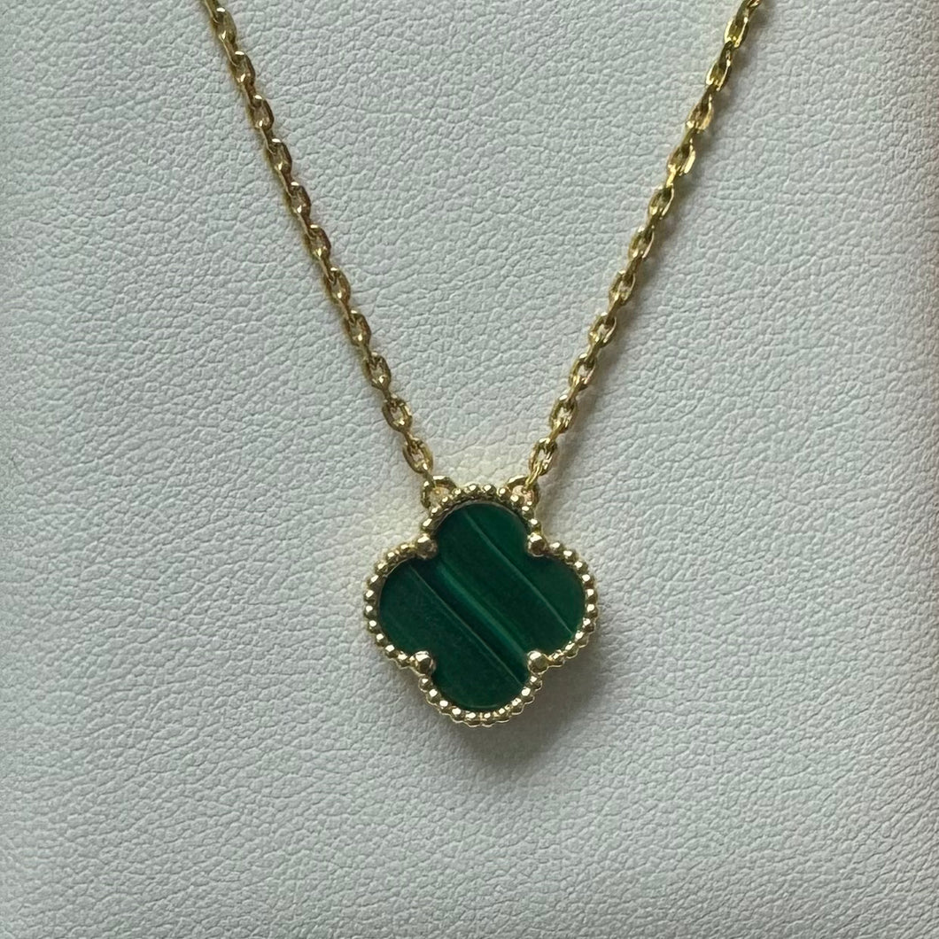 10K Gold Green Clover Pendant Necklace