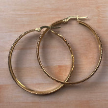Load image into Gallery viewer, 1.4” 10K Tri-gold Hoop Earrings
