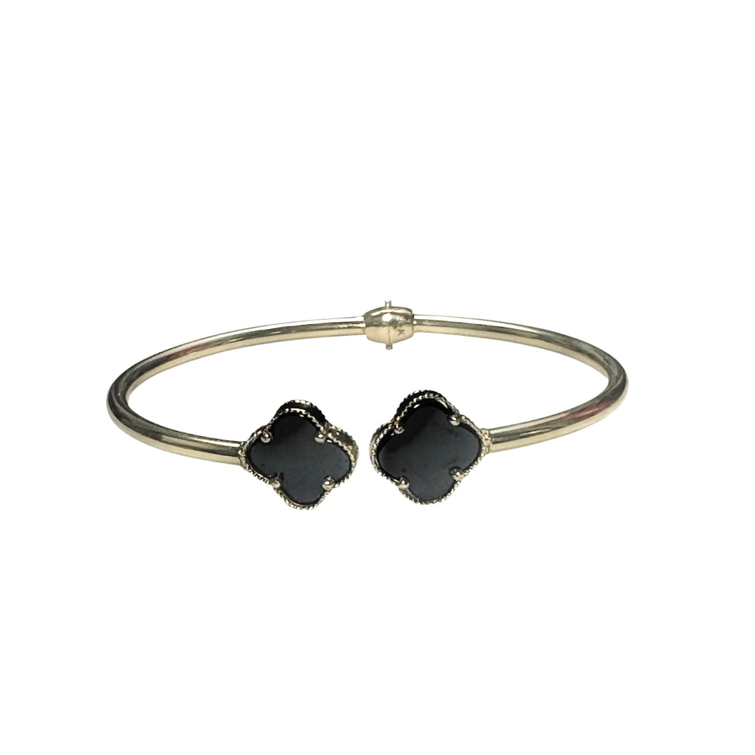 Ladies 10K Black Clover Bangle Bracelet