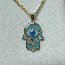 Load image into Gallery viewer, 10K Gold Evil Eye Hamsa Necklace
