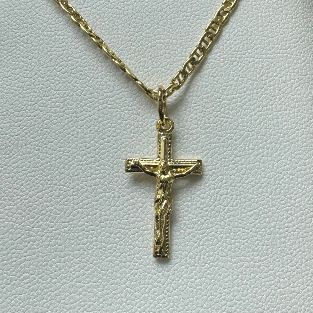 10K Milled Edge Crucifix Pendant