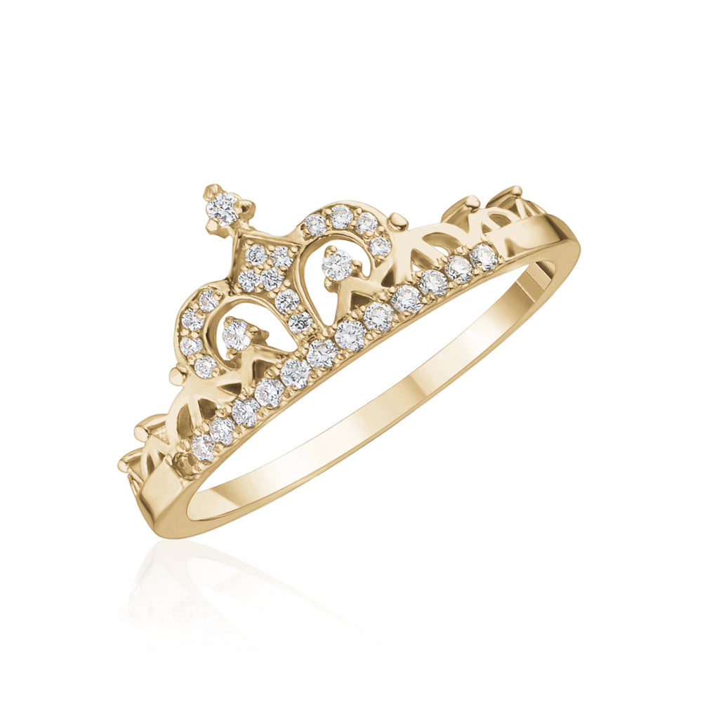 Ladies 14K Gold Diamond Tiara Ring