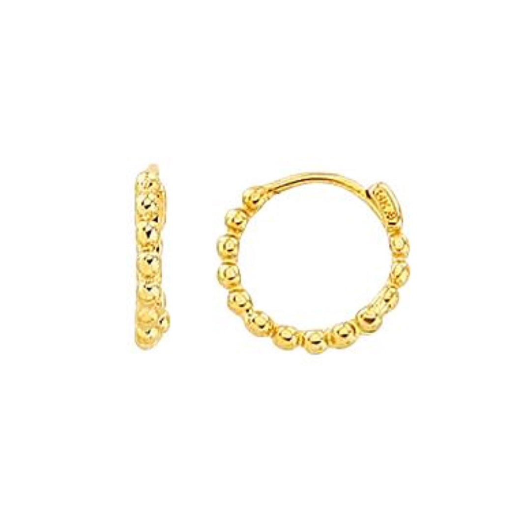 10K Gold Mini Beaded Hoop Earrings