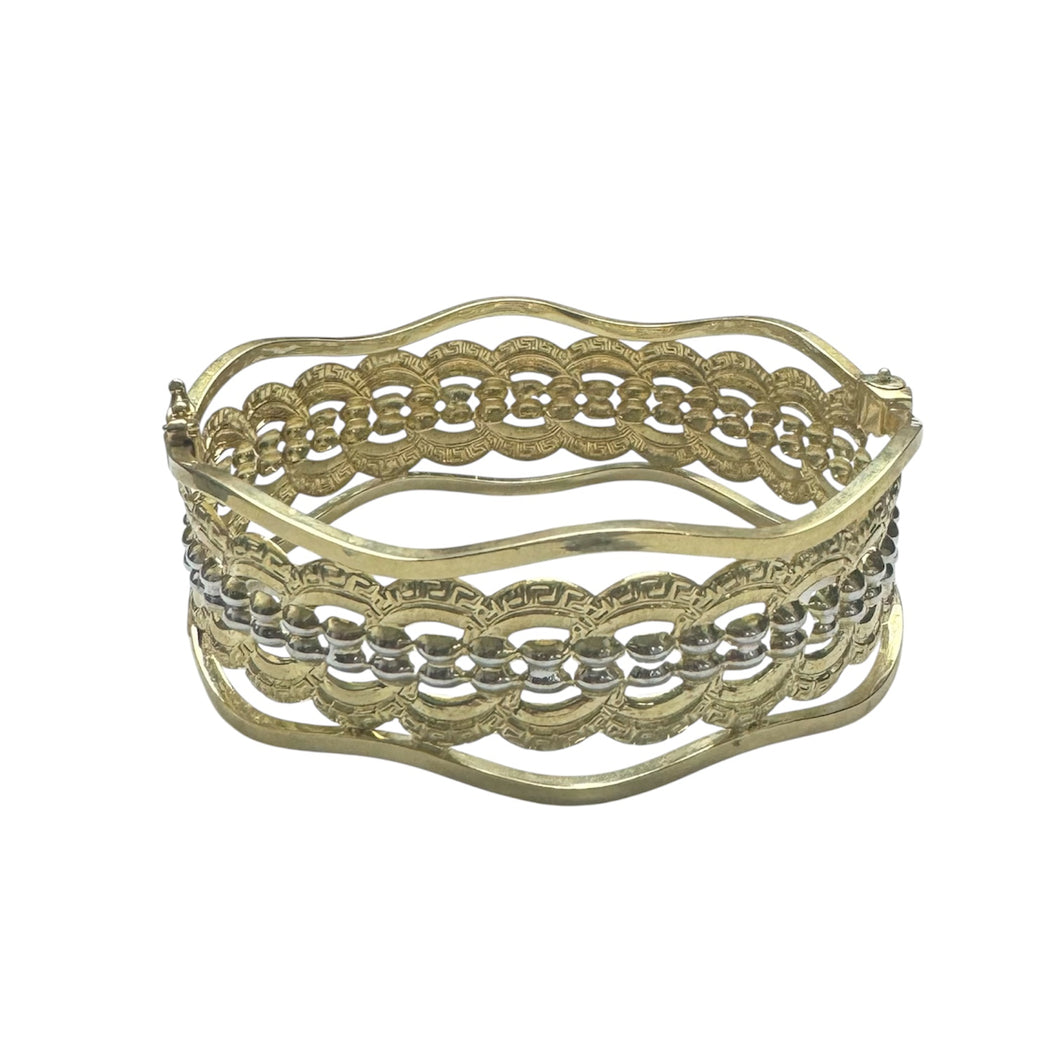 10K Two Tone Gold Bismark Coin Bangle