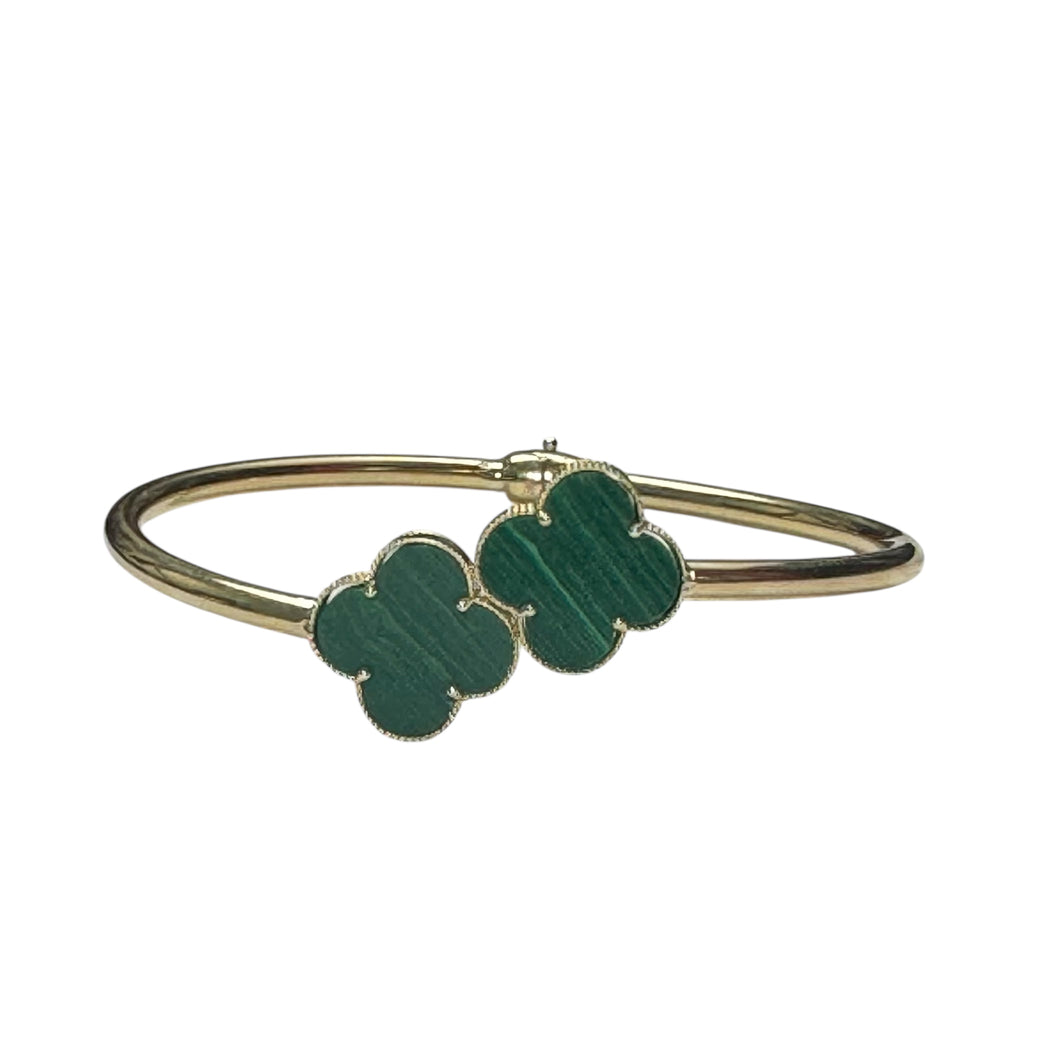 Ladies 10K Green Clover Bangle Bracelet