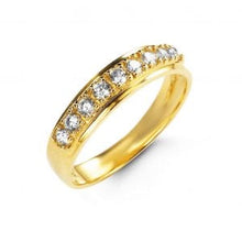 Load image into Gallery viewer, White Gold Claw Set CZ Band Ring
