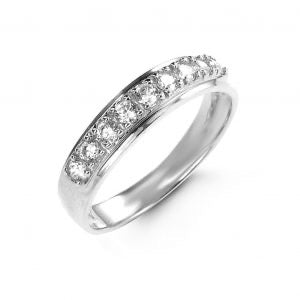 White Gold Claw Set CZ Band Ring