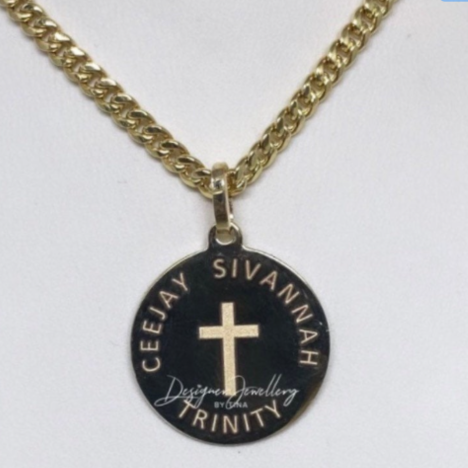 10K Gold Personalized Religious Medallion Necklace
