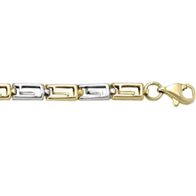 Load image into Gallery viewer, 10K Two Tone Gold Fancy Greek Key Inspired Link Kids/Ladies Bracelet
