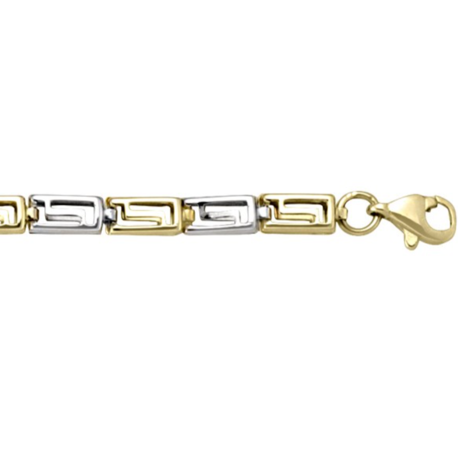 10K Two Tone Gold Fancy Greek Key Inspired Link Kids/Ladies Bracelet