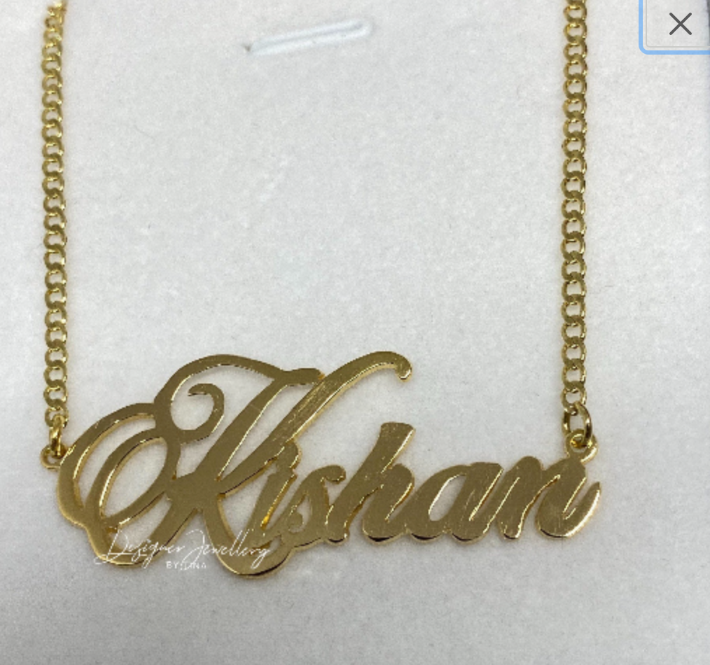 High Polish Cursive Font Personalized Name Necklace with Miami Cuban Chain